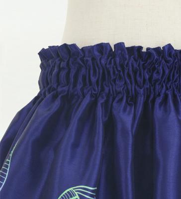 Hula Kids Shantung Pa'u Skirt with Hawaiian Leaf Print / Luxury Collection / Navy / Jp225nv