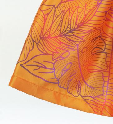 Hula Kids Shantung Pa'u Skirt with Hawaiian Leaf Print / Luxury Collection / Orange / Jp225or