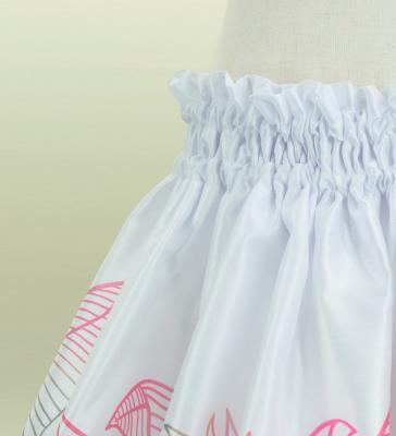 Hula Kids Shantung Pa'u Skirt with Hawaiian Leaf Print / Luxury Collection / White / Jp225wh