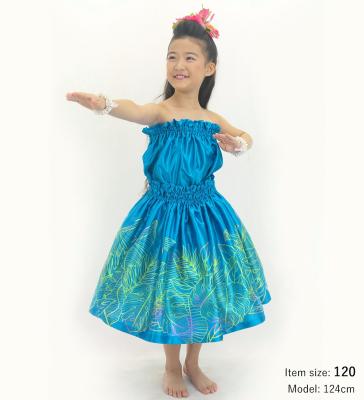 Hula Keiki Set-Up with Hawaiian Leaf Print / Luxury Collection / Blue / Jp226bl