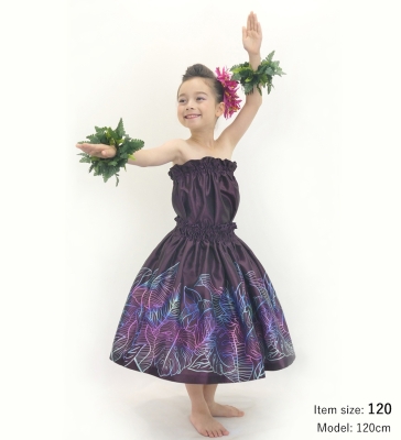 Hula Keiki Set-Up with Hawaiian Leaf Print / Luxury Collection / Dark Purple / Jp226dpu