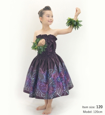 Hula Keiki Set-Up with Hawaiian Leaf Print / Luxury Collection / Dark Purple / Jp226dpu