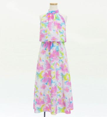 Hula Kids Koshibo Long Dress with Hawaiian Flower Print / Luxury Collection / Jp229-1