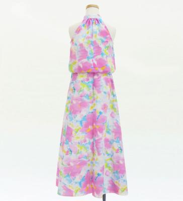 Hula Kids Koshibo Long Dress with Hawaiian Flower Print / Luxury Collection / Jp229-1