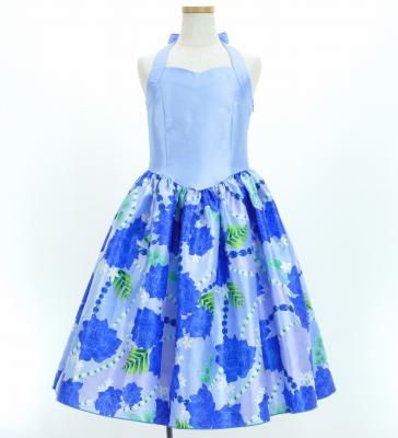 Hula Kids Shantung Dress with Lokelani Print / Luxury Collection / Blue / Jp66bl