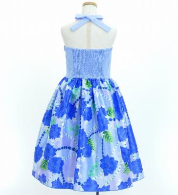 Hula Kids Shantung Dress with Lokelani Print / Luxury Collection / Blue / Jp66bl