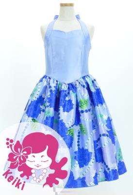 Hula Kids Shantung Dress with Lokelani Print / Luxury Collection / Blue / Jp66bl