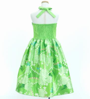 Hula Kids Shantung Dress with Lokelani Print / Luxury Collection / Green / Jp66gr
