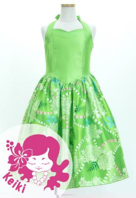 Hula Kids Shantung Dress with Lokelani Print / Luxury Collection / Green / Jp66gr