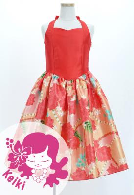 Hula Kids Shantung Dress with Lokelani Print / Luxury Collection / Red / Jp66rd