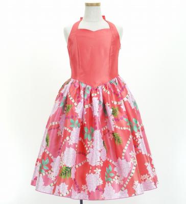 Hula Kids Shantung Dress with Lokelani Print / Luxury Collection / Salmon Pink / Jp66spi