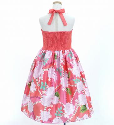 Hula Kids Shantung Dress with Lokelani Print / Luxury Collection / Salmon Pink / Jp66spi