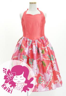 Hula Kids Shantung Dress with Lokelani Print / Luxury Collection / Salmon Pink / Jp66spi