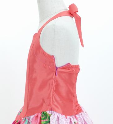 Hula Kids Shantung Dress with Lokelani Print / Luxury Collection / Salmon Pink / Jp66spi