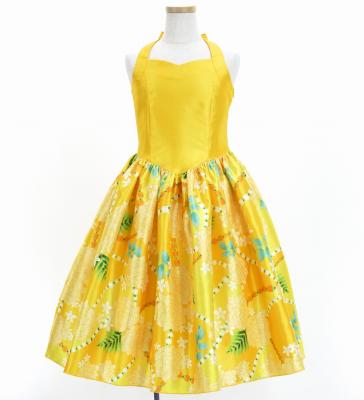 Hula Kids Shantung Dress with Lokelani Print / Luxury Collection / Yellow / Jp66ye