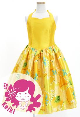 Hula Kids Shantung Dress with Lokelani Print / Luxury Collection / Yellow / Jp66ye