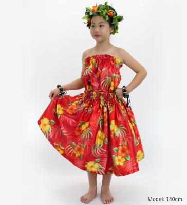 Hula Set up Keiki with Hibiscus Print / Luxury Collection / Red / Jp71rd