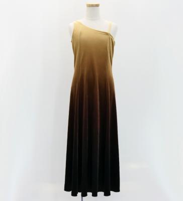 Hula One Shoulder Gradation Velvet Dress/ Luxury Collection / Beige & Brown / Jp72bebr