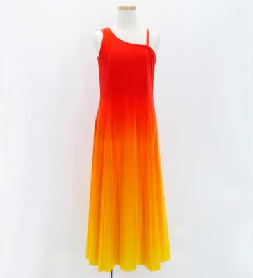 Hula One Shoulder Gradation Velvet Dress/ Luxury Collection / Dark ORN & YEL / Jp72dorye