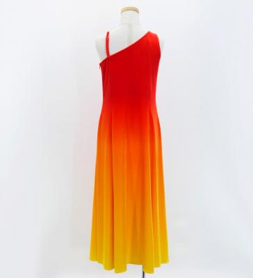 Hula One Shoulder Gradation Velvet Dress/ Luxury Collection / Dark ORN & YEL / Jp72dorye