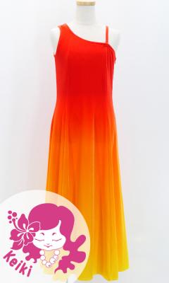 Hula One Shoulder Gradation Velvet Dress/ Luxury Collection / Dark ORN & YEL / Jp72dorye