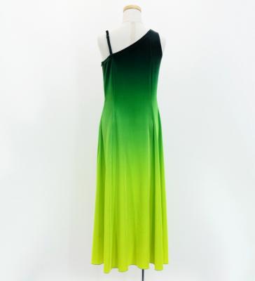 Hula One Shoulder Gradation Velvet Dress/ Luxury Collection / Green & Yellow / Jp72grye