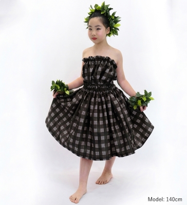 Hula Set up Keiki with Palaka Check Print / Luxury Collection / Black / Jp75bk