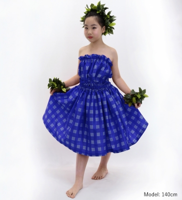 Hula Set up Keiki with Palaka Check Print / Luxury Collection / Royal Blue / Jp75rbl