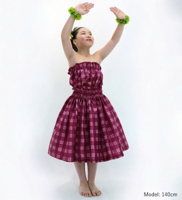 Hula Set up Keiki with Palaka Check Print / Luxury Collection / Wine / Jp75wi