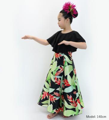 Hula Kids Cape Long Dress with Heliconia Print / Luxury Collection / Black / Jp76bk
