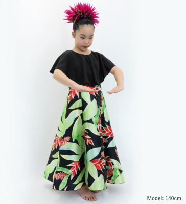 Hula Kids Cape Long Dress with Heliconia Print / Luxury Collection / Black / Jp76bk