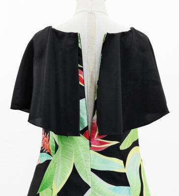 Hula Kids Cape Long Dress with Heliconia Print / Luxury Collection / Black / Jp76bk