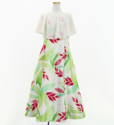 Hula Kids Cape Long Dress with Heliconia Print / Luxury Collection / Cream / Jp76cr