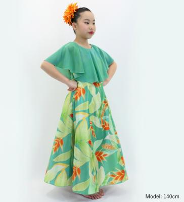 Hula Kids Cape Long Dress with Heliconia Print / Luxury Collection / Green / Jp76gr