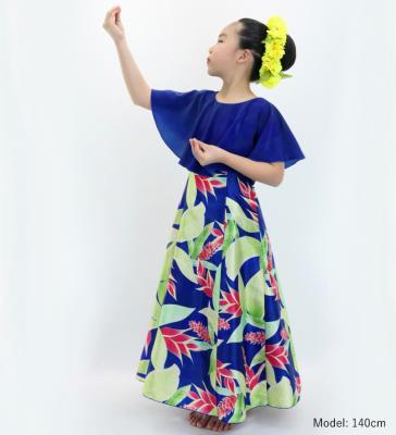 Hula Kids Cape Long Dress with Heliconia Print / Luxury Collection / Navy / Jp76nv