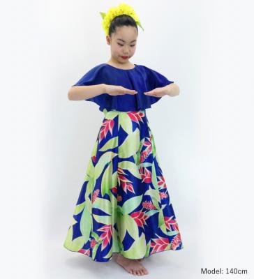 Hula Kids Cape Long Dress with Heliconia Print / Luxury Collection / Navy / Jp76nv