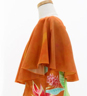 Hula Kids Cape Long Dress with Heliconia Print / Luxury Collection / Orange / Jp76or