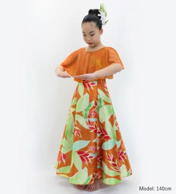 Hula Kids Cape Long Dress with Heliconia Print / Luxury Collection / Orange / Jp76or