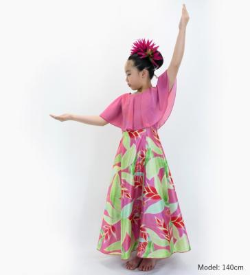 Hula Kids Cape Long Dress with Heliconia Print / Luxury Collection / Pink / Jp76pi