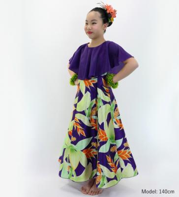Hula Kids Cape Long Dress with Heliconia Print / Luxury Collection / Purple / Jp76pu