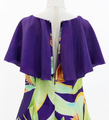 Hula Kids Cape Long Dress with Heliconia Print / Luxury Collection / Purple / Jp76pu