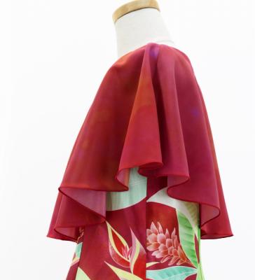Hula Kids Cape Long Dress with Heliconia Print / Luxury Collection / Red / Jp76rd