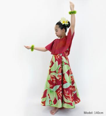 Hula Kids Cape Long Dress with Heliconia Print / Luxury Collection / Red / Jp76rd