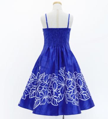 Hula Kids Shantung Dress with Plumeria Print / Luxury Collection / Blue / Jp77bl