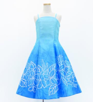 Hula Kids Shantung Dress with Plumeria Print / Luxury Collection / Light Blue / Jp77lbl