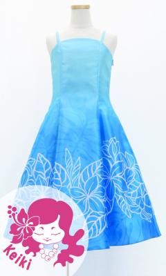 Hula Kids Shantung Dress with Plumeria Print / Luxury Collection / Light Blue / Jp77lbl