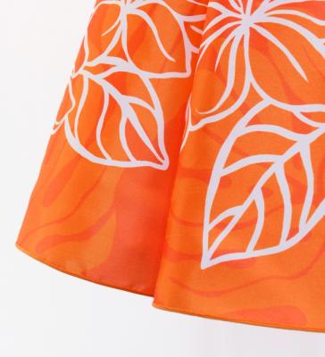 Hula Kids Shantung Dress with Plumeria Print / Luxury Collection / Orange / Jp77or