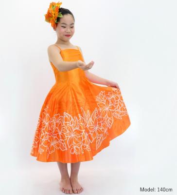 Hula Kids Shantung Dress with Plumeria Print / Luxury Collection / Orange / Jp77or