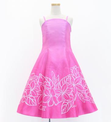 Hula Kids Shantung Dress with Plumeria Print / Luxury Collection / Pink / Jp77pi