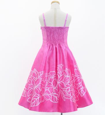 Hula Kids Shantung Dress with Plumeria Print / Luxury Collection / Pink / Jp77pi